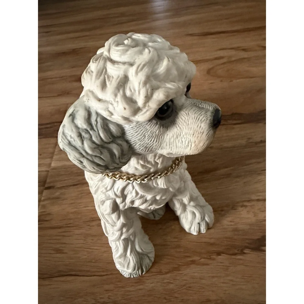 Vintage 1984 Enesco Purebred Pets Poodle Figurine Kathy Wise Glass Eyes‎ Gray